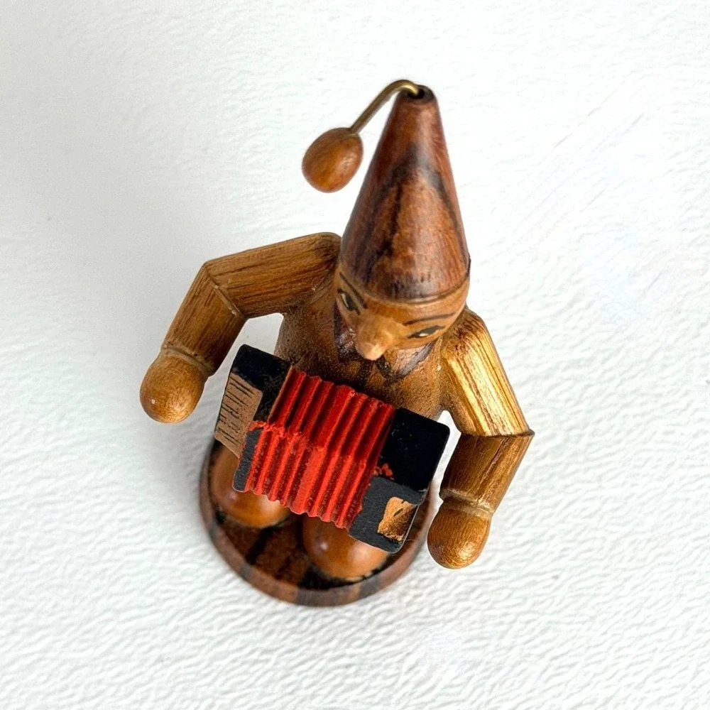 Vintage German Figurine Accordion Player Handcrafted Erzgebirge Folk Art